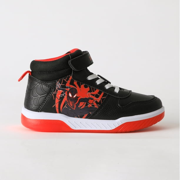 Zapatilla Caña Alta Niño Luces Spiderman Negro Marvel