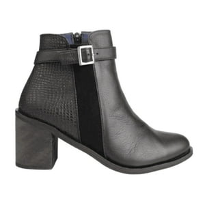 Botín Exs Broche Reptil Cuero Negro