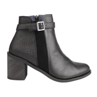 Botín Exs Broche Reptil Cuero Negro