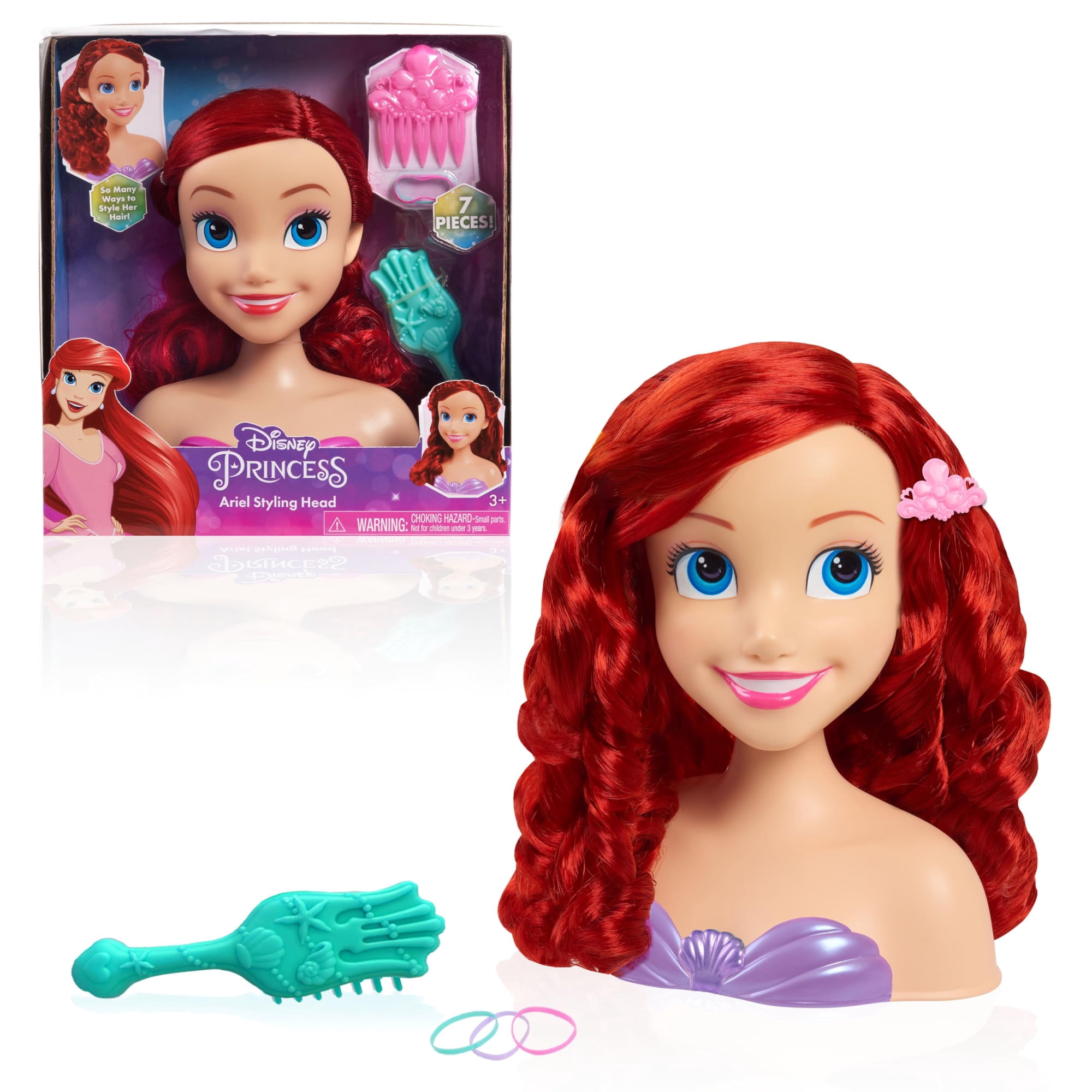 Just Play - Cabeza Para Peinar Ariel Princesa Disney 20 Cm