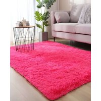 Teng Fei - Alfombra Peluda Suave 240 X 200 Cm Primera Calidad Fucsia