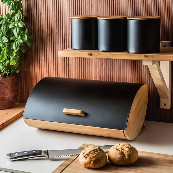 Panera Diseño Madera de Bambú y Metal - 36x15 cm