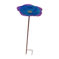 Ioensy - Comederos Para Pájaros Con Estaca, Baños En Forma De Flor Para Patio, Césped, Patio Trasero, Color Morado Y Azul