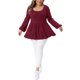 thumbnail image 2 of Agnes Orinda Blusas de Talla Grande para Mujeres Cuello Redondo Manga Larga Top de Punto Peplum 3X Vino Rojo, 2 of 6