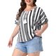 thumbnail image 4 of Agnes Orinda Blusas Casuales de Verano para Mujer de Talla Grande para Escuela y Universidad con Cordón Bohemio, Borla, Cuello en V, Manga Corta, Estampado Floral, 2X Negro, 4 of 6