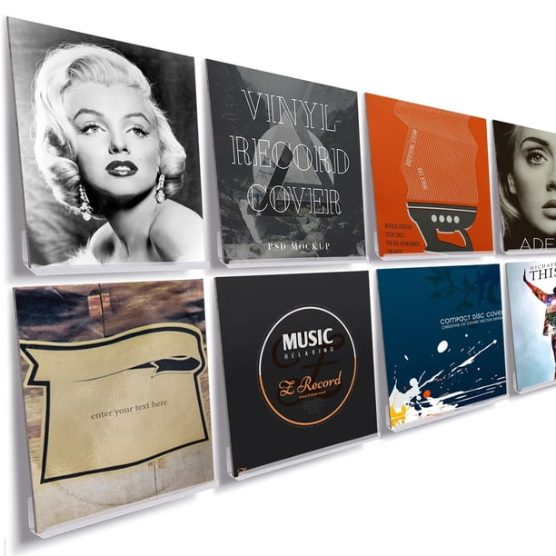 Estante de exhibición de discos de vinilo Cerpourt, paquete de 8 unidades, 30 cm, acrílico transparente