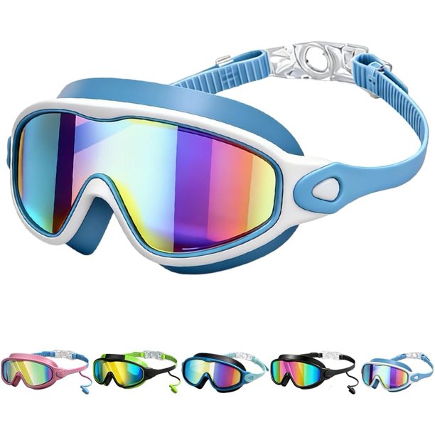 Gafas natación antivaho con pinza nariz tapones oídos antigoteo visión amplia protección UV