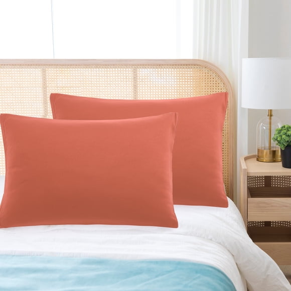 PiccoCasa 1800 Microfibra Transpirable Fundas de Almohada con Cremallera Juego de 2, Queen Naranja 20"x30"