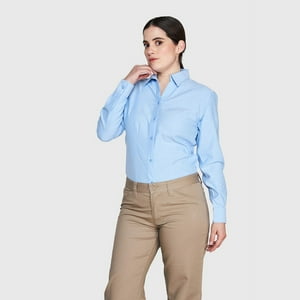 Jayson - Blusa Oxford Cuello V M/L Celeste L