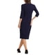 thumbnail image 3 of INSPIRE CHIC Vestido de Tubo para Mujer Cuello Barco Mangas 3/4 Dobladillo con Abertura Vestidos Midi para el Trabajo Azul Marino M, 3 of 6