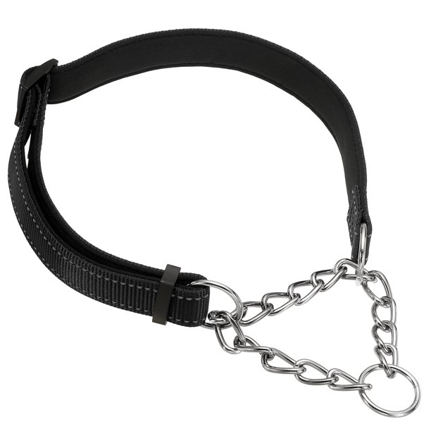 Collares de Cadena para Perros Uxcell, Collar para Perros sin Tirones Ajustable Reflectante de Nylon con Cadena de Acero Aleado, (XL-28 Pulgadas, Negro)