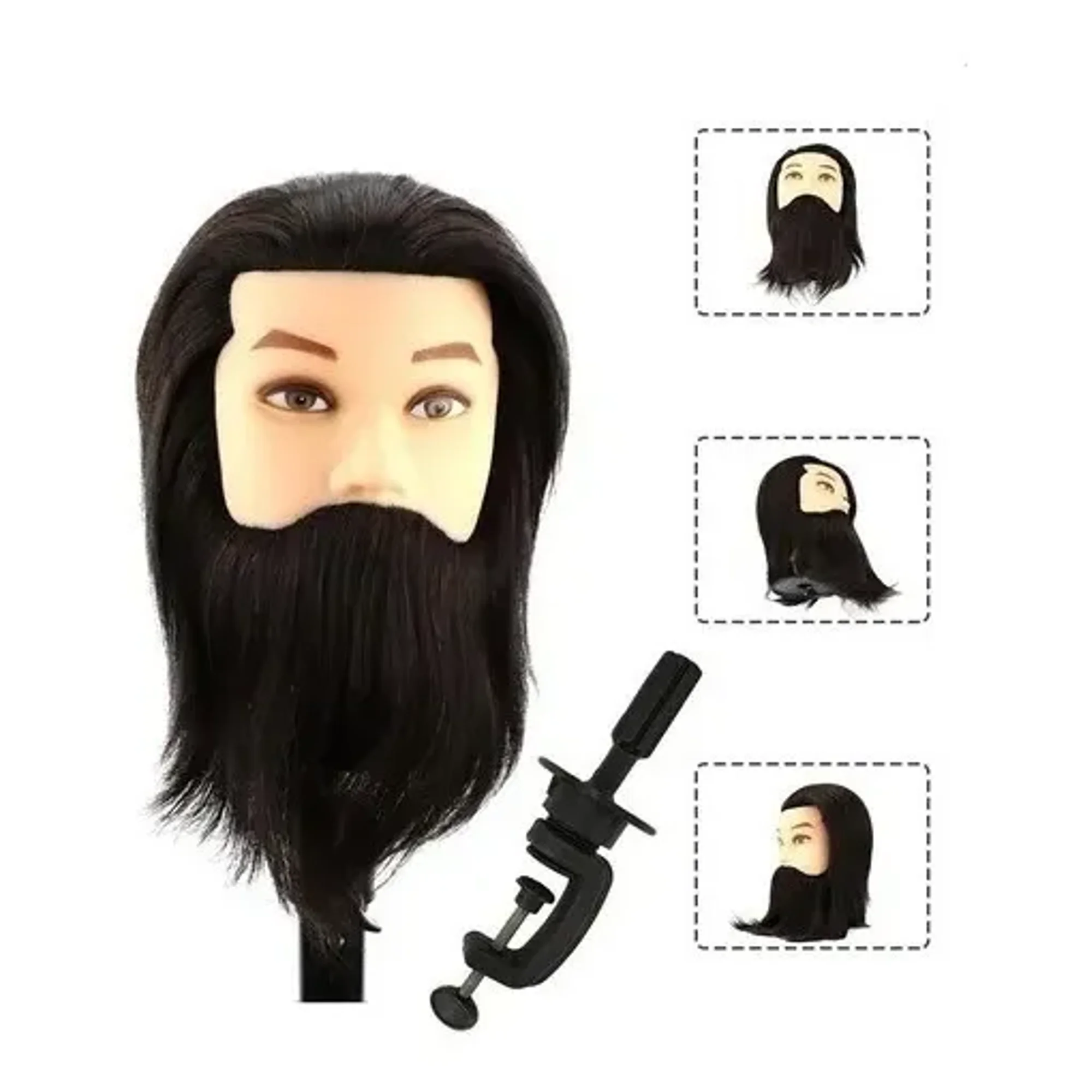 Linastore - Cabeza De Barberia Hombre Cabello Negro Con Barba