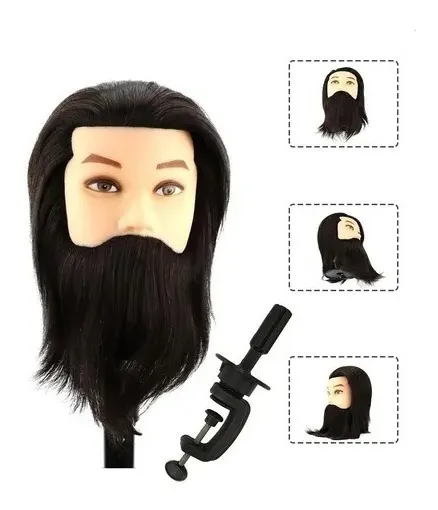 Linastore - Cabeza De Barberia Hombre Cabello Negro Con Barba