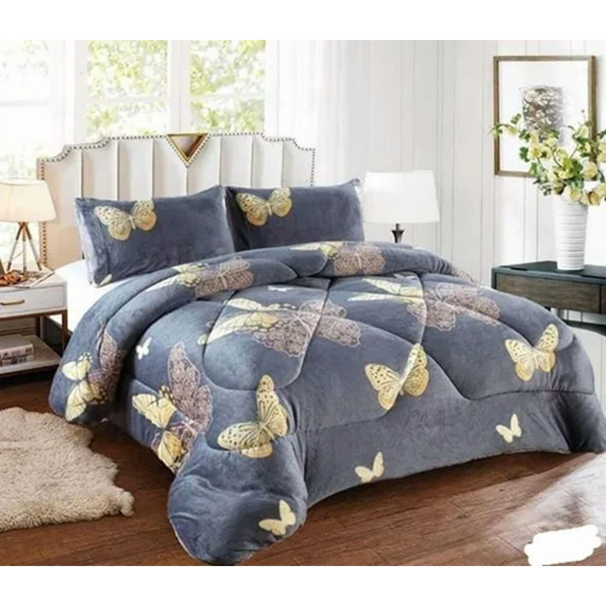 Genérico - Cobertor Plush Sherpa Chiporro 2 Plazas Gris Oscuro