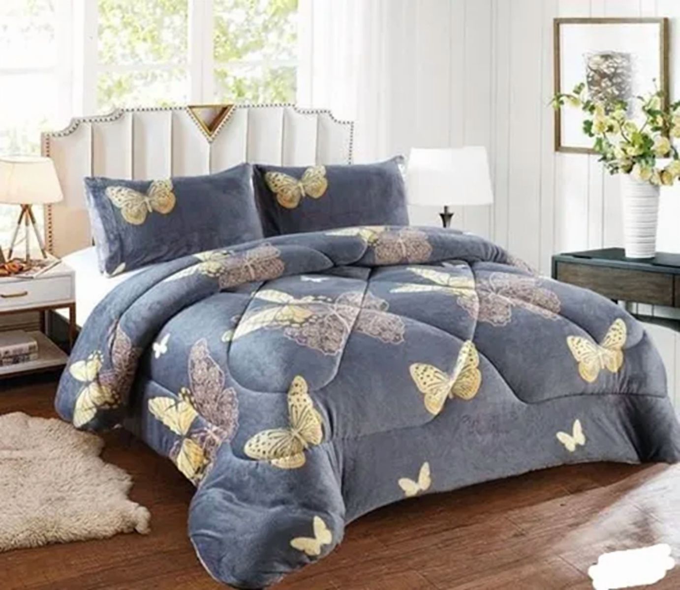 Genérico - Cobertor Plush Sherpa Chiporro 2 Plazas Gris Oscuro