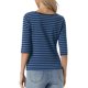 thumbnail image 3 of INSPIRE CHIC Camiseta Básica de Mujer con Mangas al Codo Cuello Redondo Ajustada Casual Impresa para Regreso a Clases Azul Polvoriento a Rayas XL, 3 of 6