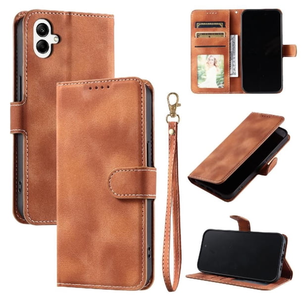 Funda Cartera para Samsung Galaxy A07 Tapa con Ranuras, Soporte y Correa Marrón