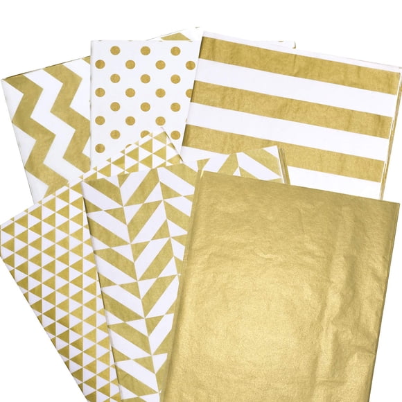 Papel de seda Whaline Metallic Gold, 180 hojas, 50 x 35 cm
