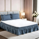 thumbnail image 1 of suxuMhao Faldón de Cama de 4 Capas, Faldón de Cama con Volantes Elástico Faldón de Cama Envolvente, Tamaño King 70 X 78+18 Pulgadas, Faldón de Cama Gris Azul King, Volante Antipolvo de Cama de, 1 of 3