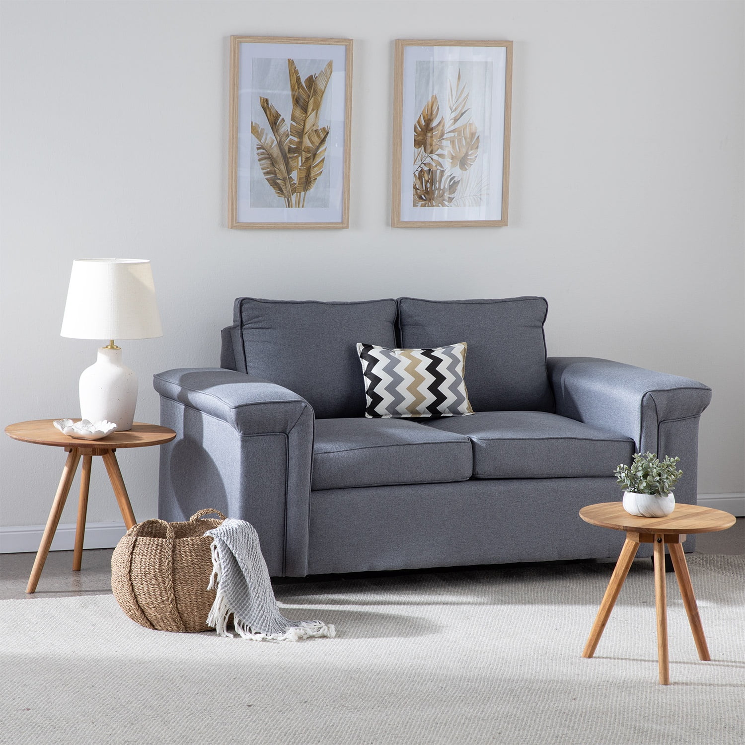 Muebles Cottoni - Sofá 2 Cuerpos Sicilia Tela Gris