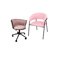 Habita2 Chile - Pack 2 Sillas Oficina Base Resistente Negra - Rosado