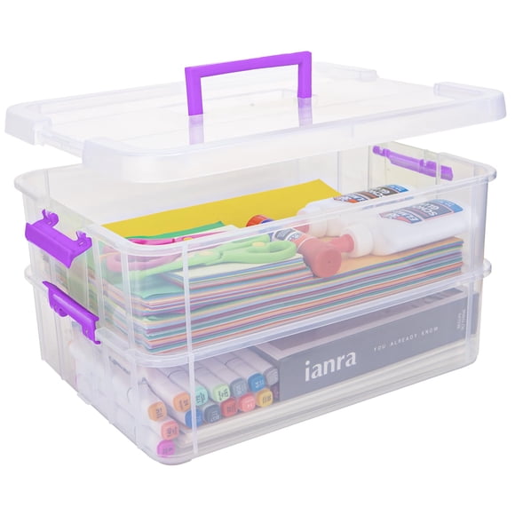 Caja de Almacenamiento TERGOO 7.6 L Púrpura Apilable y Portátil