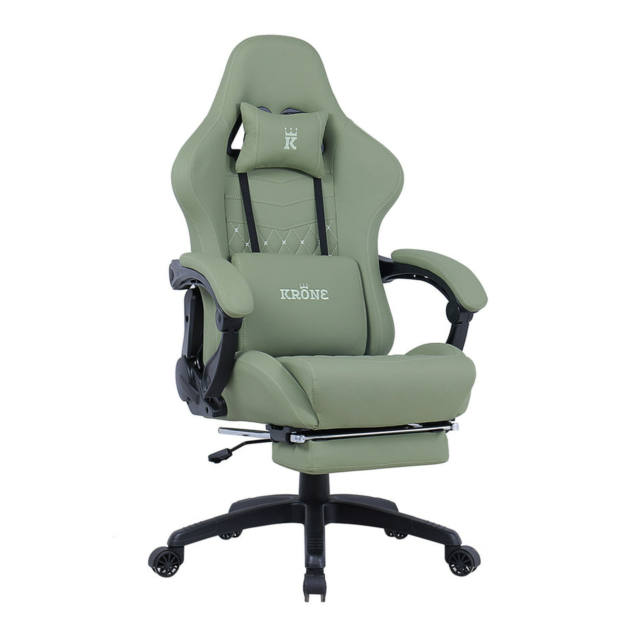 Silla Gamer Escritorio Oficina Krone Xl Masajeador Y Apoyapiés - Verde