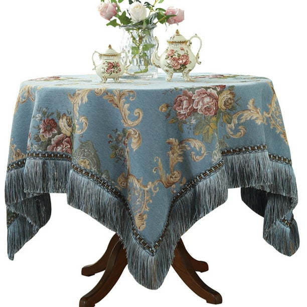 Mantel de chenilla con borlas, mantel de mesa, mantel de mesa de café, mantel de toalla, tela a prueba de polvo