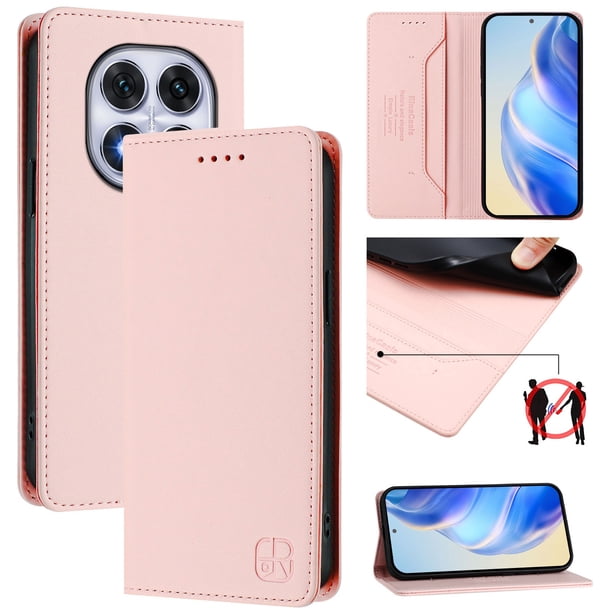 Funda Billetera con Soporte para Xiaomi Redmi Note 14 Pro 4G Bloqueo RFID Plegable Rosa