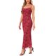 thumbnail image 4 of INSPIRE CHIC Vestido Maxi Floral de Mujer Malla Sin Mangas Vestido Ajustado de Cóctel L Rojo, 4 of 6
