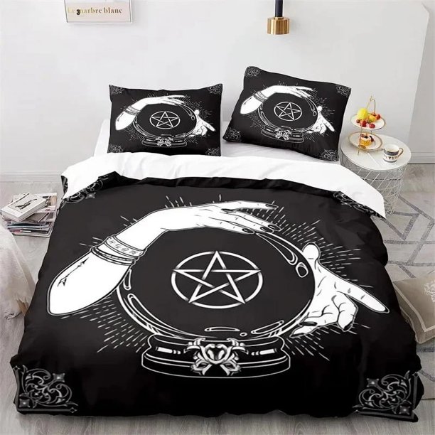 Boho Sun and Moon Duvet Cover Mysterious Astrology Bedding Set Microfiber Witch Wiccan Fortune-Telling Tarot Cards Quilt CoverBed Sheets