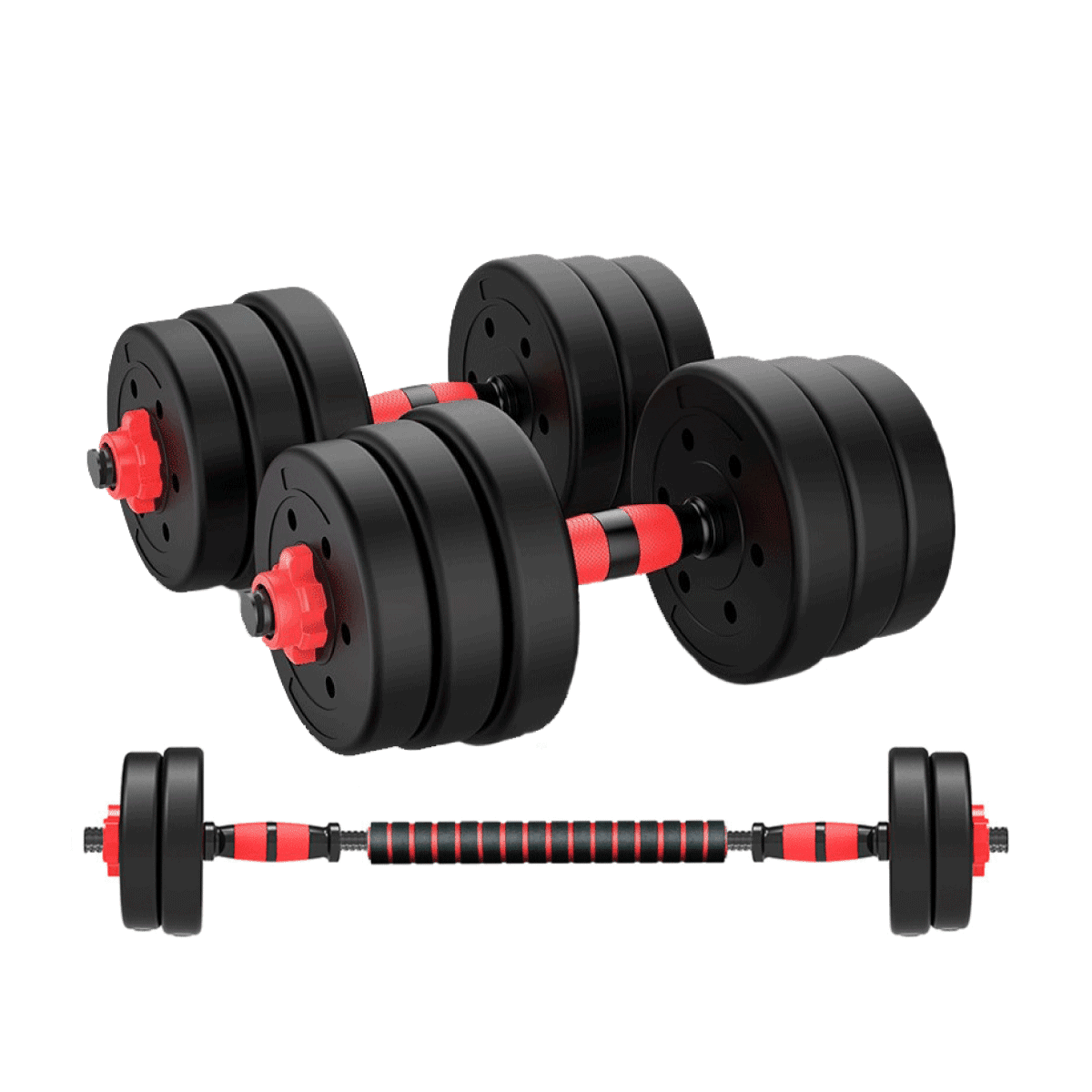 Set Mancuernas Y Barra Unibles 20Kg Fitness Pesas Ajustables