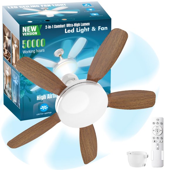 Luz con ventilador WZZIW 81 cm regulable 3000‑6500 K con control remoto