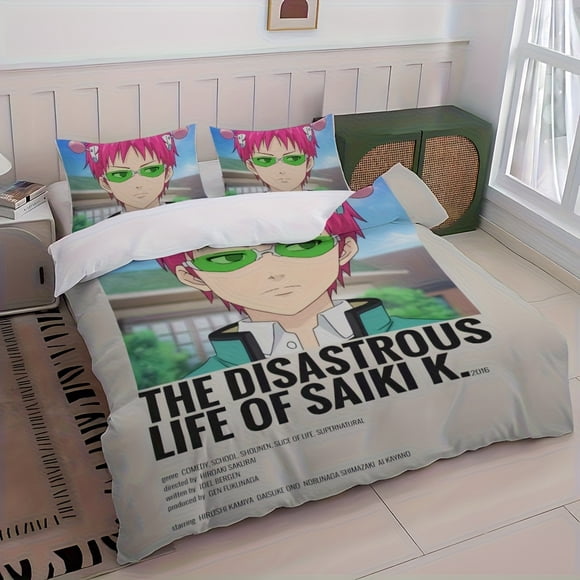 Exciting Anime The D-Disastrous Life of S-Saiki K. bedding with Printed Design Ideal for Year-Round Use Available in Single