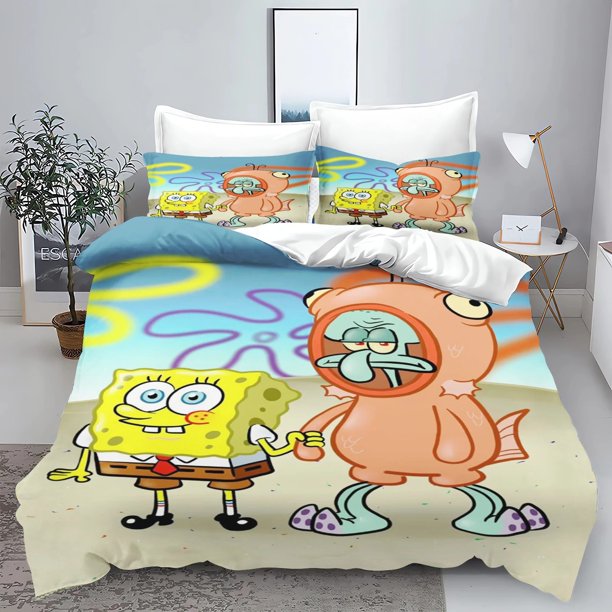 SpongeBob SquarePants Bedding Set Duvet Cover Pillow Cover 2-3 Piece Set Kids Room Decoration, Home Boy Girl Duvet Cover Set