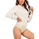 thumbnail image 4 of INSPIRE CHIC Blusa de Mujer Abotonada Leotardo Cuello Peter Pan Manga Larga Bodysuit de Negocios Talla XL Beige, 4 of 5