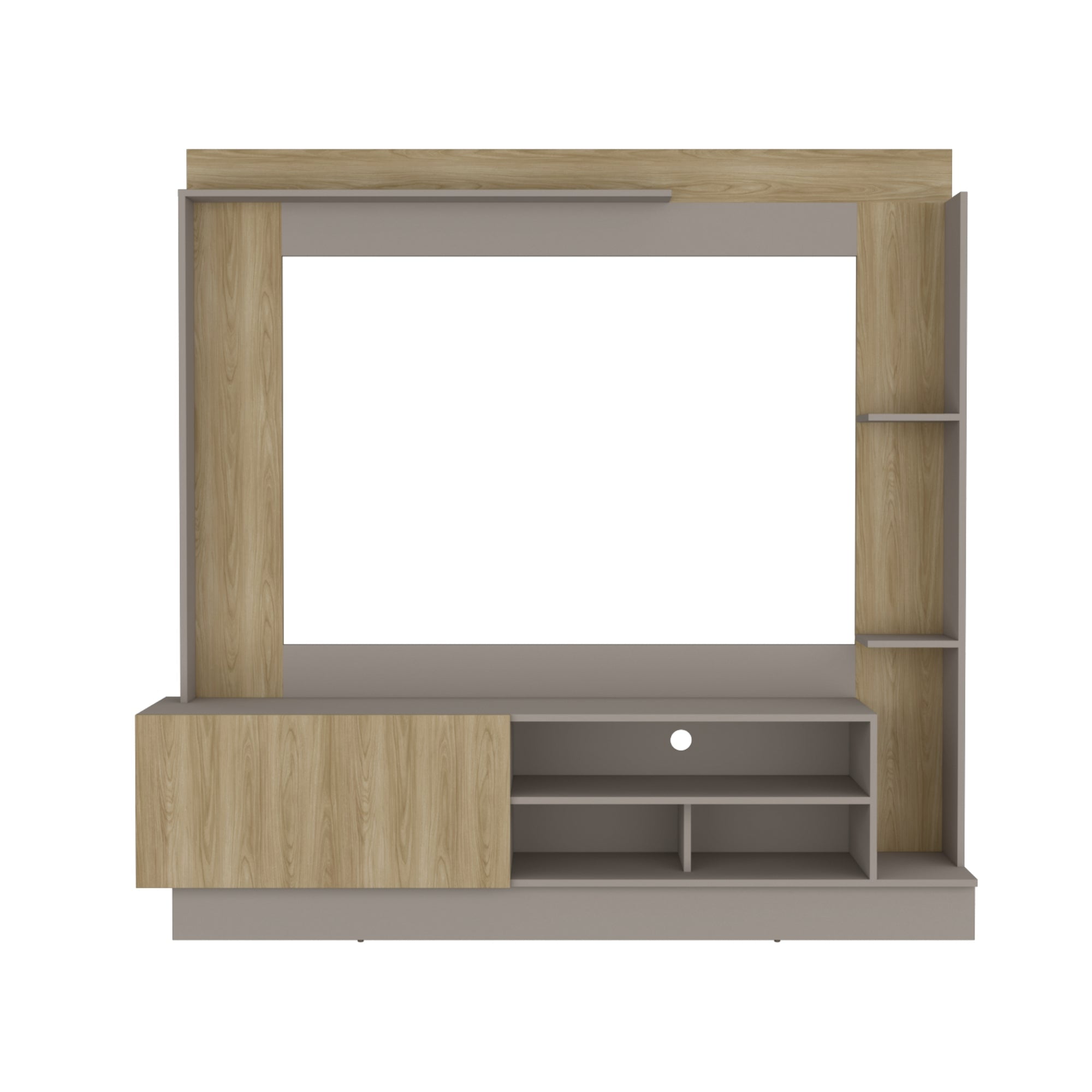 Fmfurniture - Estante Tv 70" 1 Puerta 180x175x39 Cm Café Claro