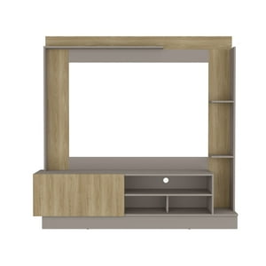 Fmfurniture - Estante Tv 70"" 1 Puerta 180X175X39 Cm Café Claro