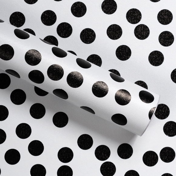 Papel tapiz Qianglive 45x762 cm con lunares blanco y negro