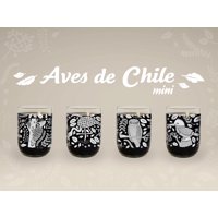 Aves De Chile Mini - Juego De 4 Vasos Green Glass Blanco