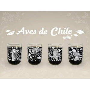 Aves De Chile Mini - Juego De 4 Vasos Green Glass Blanco