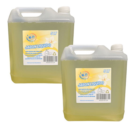 Jabon Liquido RG-77 Vainilla PH Neutro 5 Litros Pack 2 Unidades