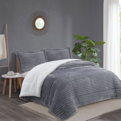Plumon Andes Stripe Gris 1.5 Pl