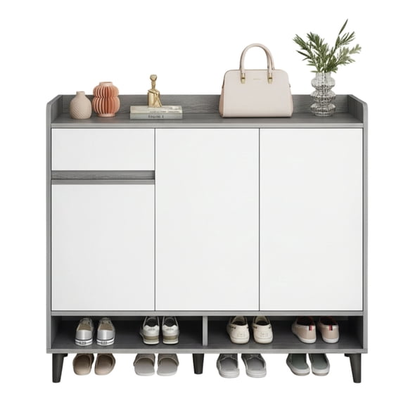 Zapatero Grey 3 Puertas con Cajon Organizador Estante 100 cm