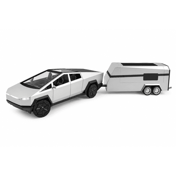 Auto de Juguete Camioneta Futurista con Remolque Casa Rodante Escala 1:16 BM