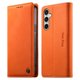 thumbnail image 1 of Funda Billetera de Cuero para [Samsung Galaxy S24 FE], Bloqueo RFID, Tarjetas y Soporte Naranja, 1 of 5