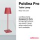 thumbnail image 2 of Lámpara Zafferano Poldina Pro Recargable Sin Cable Rojo Rubí, 2 of 8