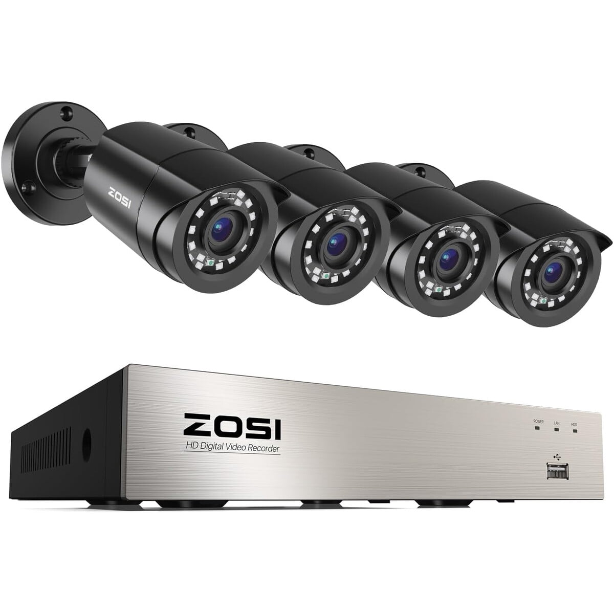 Kit Camaras Seguridad Zosi 3k Lite 8ch Dvr 4x1080p Ai Exterior