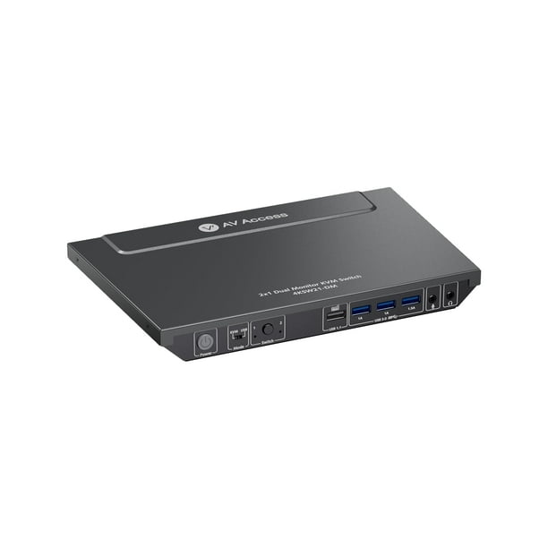 Conmutador KVM de acceso AV para 2 monitores y 2 computadoras, compatible con EDID