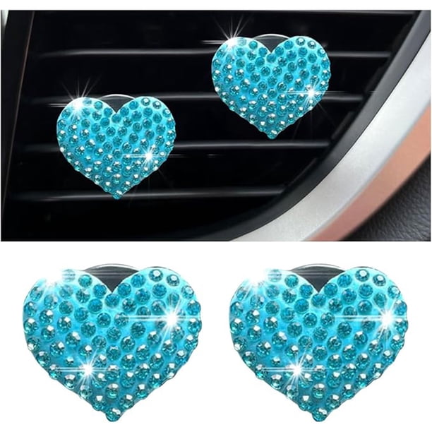Clip de ventilación para ambientadores de automóviles, diseño exterior amoroso, diamantes de imitación de vidrio, decoración interior brillante del automóvil, hermosos accesorios para mujeres y niñas